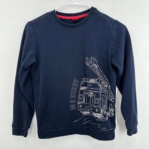 Kids‎ s.Oliver Sweatshirt Fire Truck Graphic Navy Blue Cotton Blend Size 140